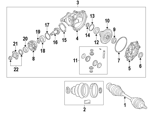 2022 Chrysler 300 Vehicle Drive System, Axles, Shafts, Joints, Diffs, & Props Diagram