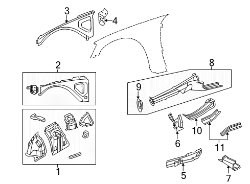 2022 Dodge Challenger Structural Components & Rails Diagram