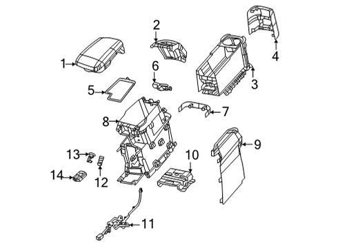 2023 Chrysler Pacifica Armrest Diagram for 7FA61LK5AB