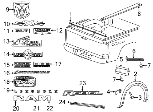 2021 Ram 1500 Classic Exterior Trim - Pick Up Box Diagram 2 - Thumbnail