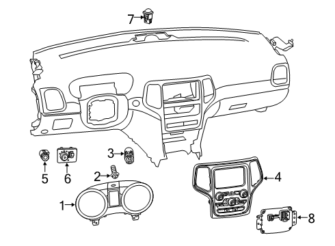 2021 Jeep Grand Cherokee Cluster Assembly, Black Diagram for 68516660AB