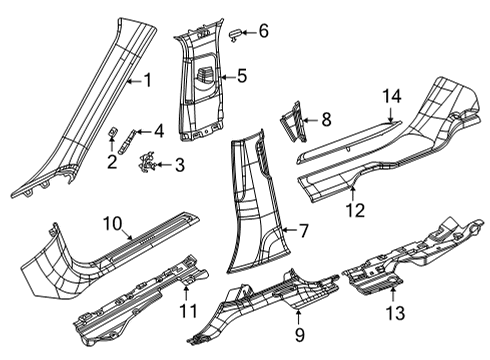 2023 Jeep Grand Cherokee L Interior Trim - Pillars Diagram