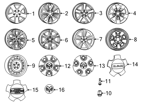 2021 Ram 1500 Classic Wheels, Covers & Trim Diagram