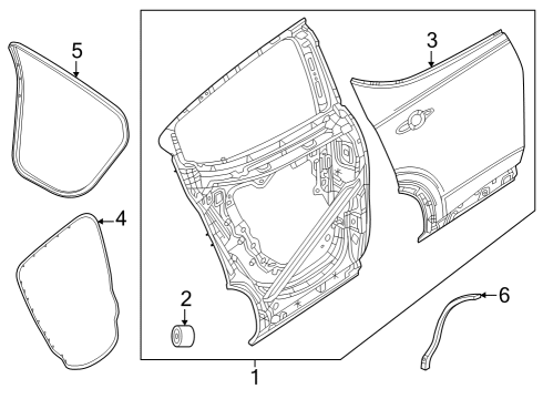 2024 Dodge Hornet Rear Weatherstrip Diagram for 68606976AA