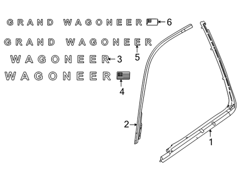 2022 Jeep Wagoneer Nameplate, Front Diagram for 68517616AB