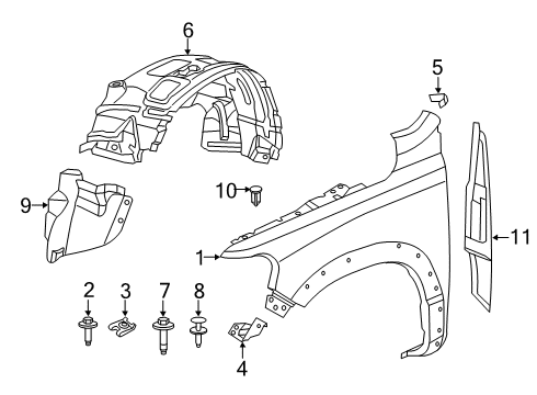 2023 Ram 1500 Fender, Front Driver Side Diagram for 7EA31TZZAA
