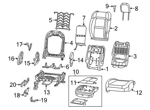 2023 Jeep Gladiator Seat Cushion Pad Diagram for 68624325AA
