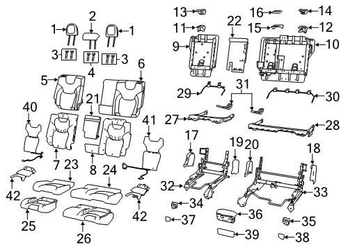 2022 Jeep Cherokee Rear Seat Components Diagram 1 - Thumbnail