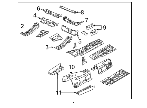 2021 Dodge Challenger Floor Crossmember, Front Diagram for 68174058AB
