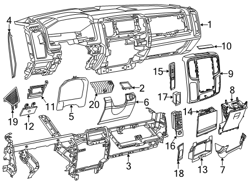 2021 Ram 1500 Classic Instrument Panel, Body Diagram