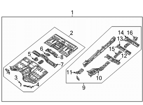 2024 Jeep Wagoneer Floor Pan Assembly, Front Diagram for 68425878AF