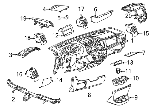 2022 Ram ProMaster 2500 Instrument Panel Components Diagram