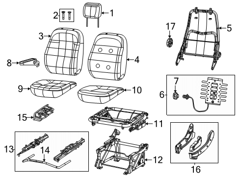 2023 Ram ProMaster 2500 Front Seat Components Diagram 2 - Thumbnail