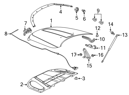 2022 Dodge Durango Hood & Components Diagram 1 - Thumbnail
