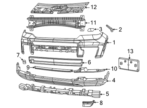 2022 Jeep Grand Cherokee L Bumper Cover, Front Upper Diagram for 68538438AA