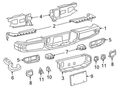 2023 Jeep Gladiator Bumper & Components - Rear Diagram 2 - Thumbnail