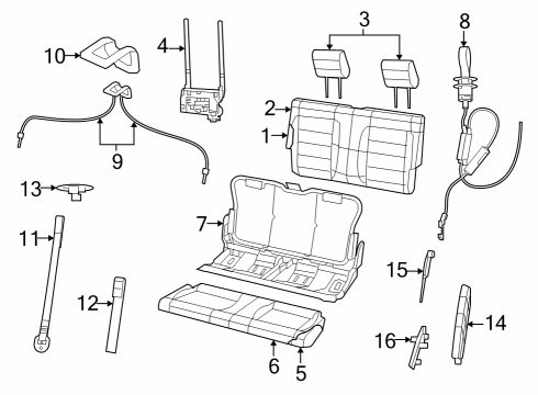 2024 Jeep Wrangler Rear Seat Components Diagram 2 - Thumbnail