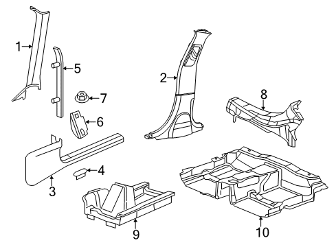 2021 Dodge Charger Interior Trim - Pillars Diagram