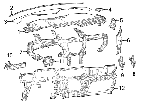 2022 Jeep Grand Cherokee Cluster & Switches, Instrument Panel Diagram 2 - Thumbnail