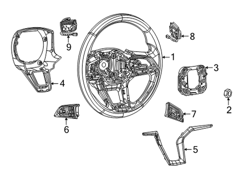 2021 Jeep Grand Cherokee L Radio Switch, Black, Driver Side Diagram for 68376699AB