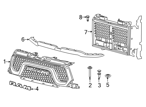 2023 Ram 1500 Grille & Components Diagram 6 - Thumbnail