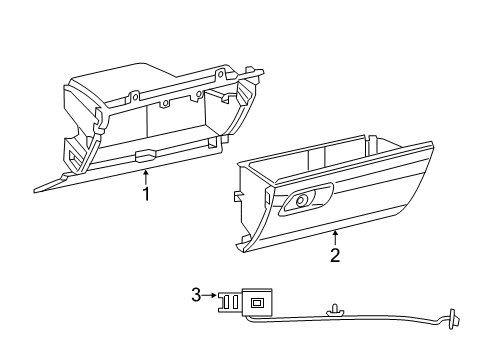 2023 Ram 1500 Glove Box, Black, Front Diagram for 7KV741XTAA