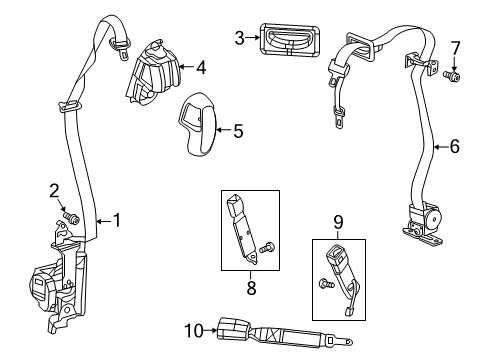 2021 Ram 1500 Classic Lap & Shoulder Belt, Black, Front Outer Diagram for 5KP921X7AI
