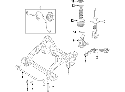 2022 Chrysler Pacifica Hub & Bearing, Front Diagram for 68522906AB