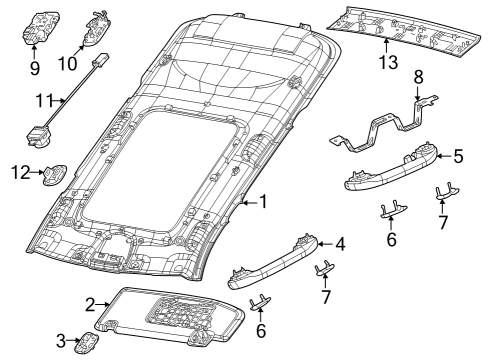 2024 Jeep Grand Cherokee Sunvisor, Driver Side Diagram for 6MN47TX7AF