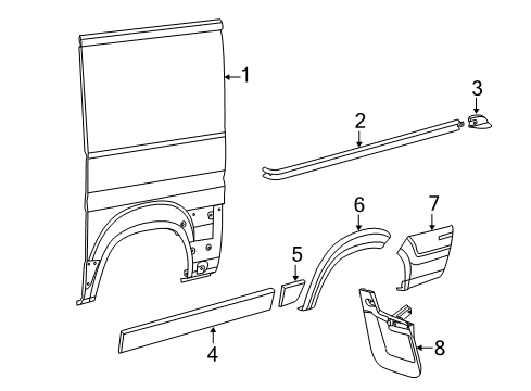 2022 Ram ProMaster 1500 Side Panel & Components, Exterior Trim - Body & Hardware Diagram 2 - Thumbnail