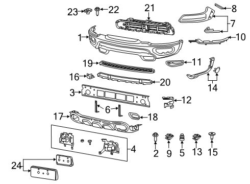 License Bracket, Front Diagram for 68274220AC