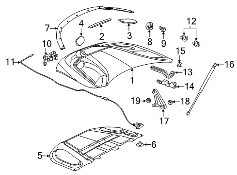 2022 Dodge Durango Hood & Components Diagram 2 - Thumbnail