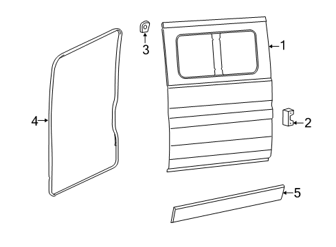 2022 Ram ProMaster 2500 Door & Components, Exterior Trim - Body & Hardware Diagram 3 - Thumbnail