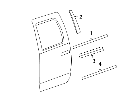 2016 Ram 1500 Belt Weatherstrip, Black, Rear Outer Passenger Side Diagram for 68245334AE