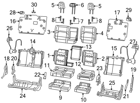 2022 Jeep Gladiator Armrest Assembly, Black, Rear Diagram for 6KJ96VT9AD