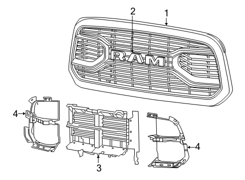 2021 Ram 1500 Classic Grille & Components Diagram 1 - Thumbnail