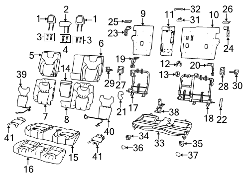 2020 Jeep Cherokee Seat Back Pad, Rear Passenger Side Diagram for 68290652AF