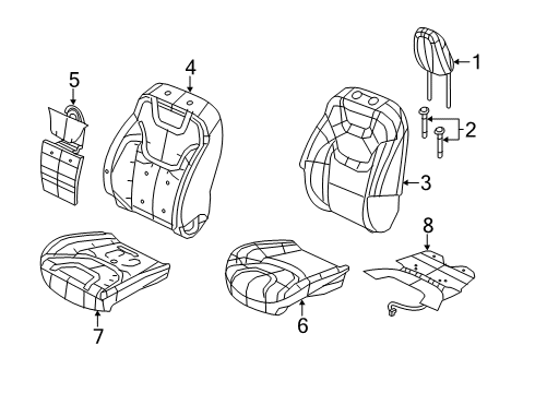 2021 Jeep Cherokee Seat Cushion Pad Diagram for 68270574AD