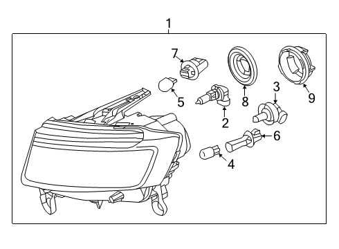 2022 Jeep Grand Cherokee WK Headlamp Components Diagram 1 - Thumbnail
