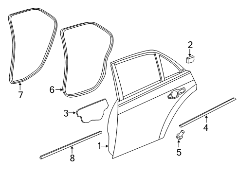 2021 Chrysler 300 Surround Weatherstrip, Rear Outer Passenger Side Diagram for 68039976AJ