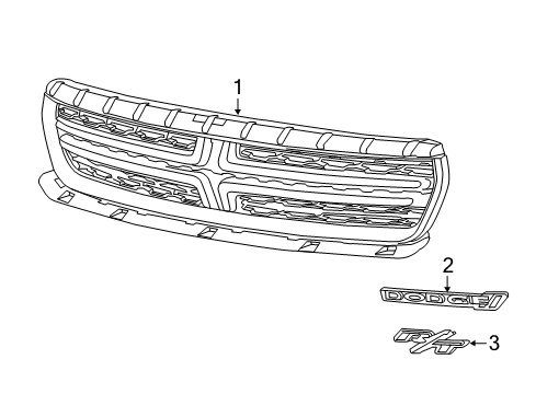 2023 Dodge Charger Grille & Components Diagram 1 - Thumbnail