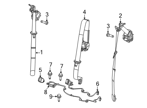 2022 Jeep Compass Lap & Shoulder Belt, Front Driver Side Diagram for 5SU99SA5AD