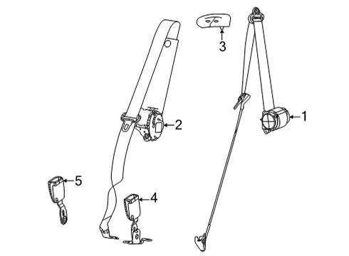 2023 Jeep Wagoneer Lap & Shoulder Belt, Black, Outer Diagram for 6TS64TX7AB