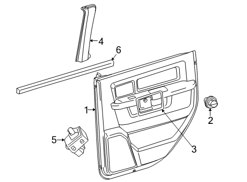 2021 Ram 1500 Classic Interior Trim - Rear Door Diagram 1 - Thumbnail