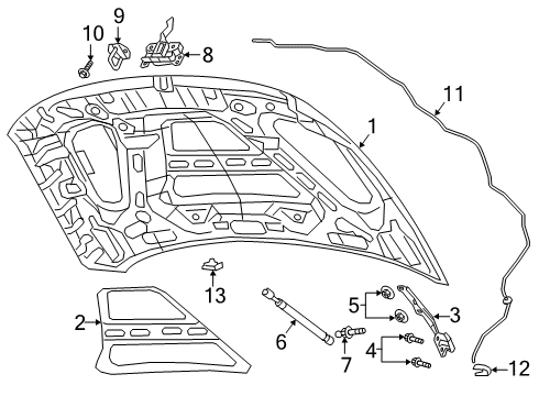 2022 Ram 3500 Hood & Components Diagram