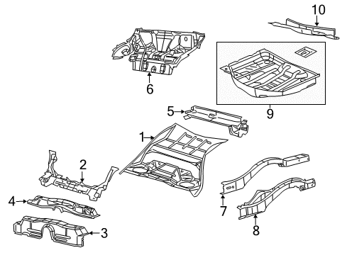 2022 Dodge Challenger Rear Floor & Rails Diagram