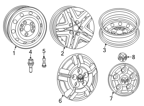 2023 Ram ProMaster 2500 Wheels, Covers & Trim Diagram