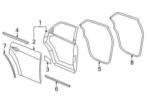 2016 Dodge Charger Door Weatherstrip, Rear Outer Driver Side Diagram for 68040047AO