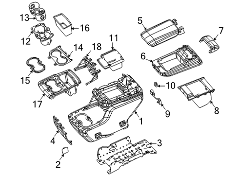 2024 Jeep Grand Cherokee L Front Console, Rear Console Diagram 2 - Thumbnail