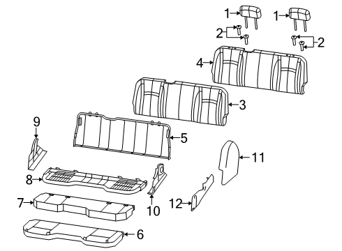 2021 Ram 1500 Classic Rear Seat Components Diagram 1 - Thumbnail